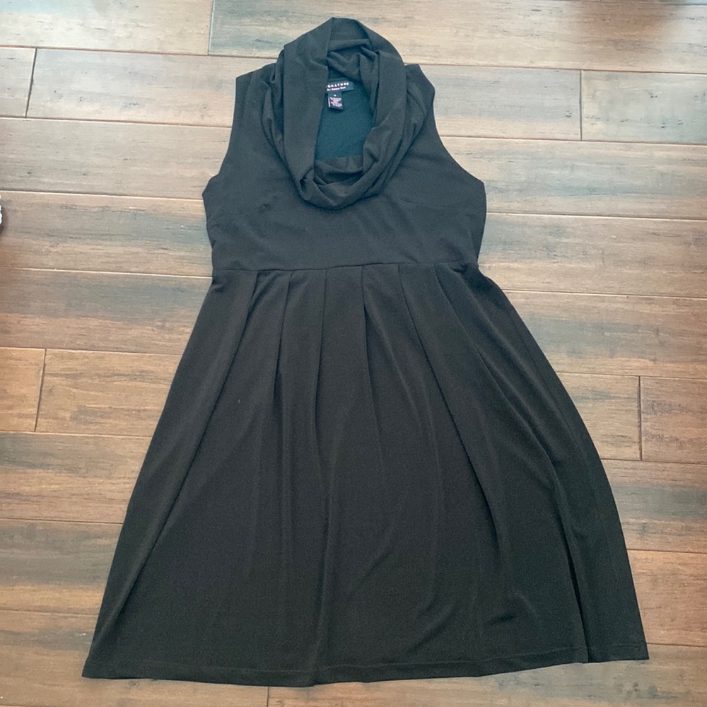EUC Signature by Robbie Bee Brown Sleeveless A-line Dress 14 with Cowl Neck